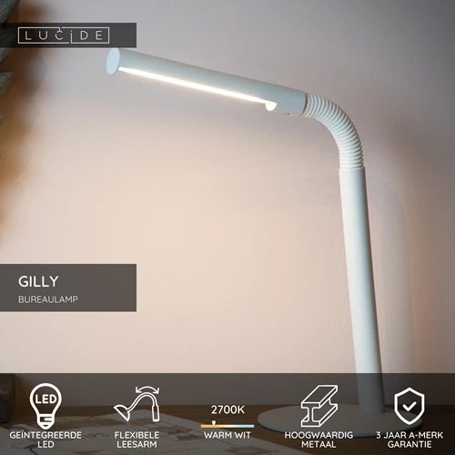 Lucide GILLY - Bureaulamp - LED - 1x5W 2700K - Wit - USP